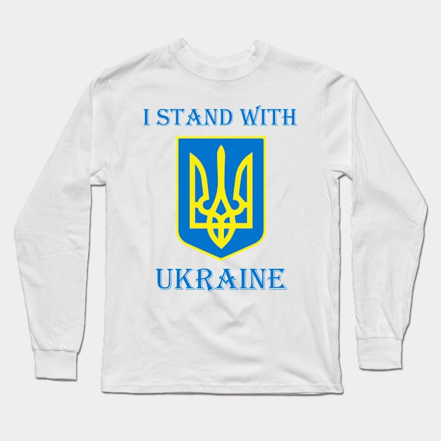 I Stand with UKRAINE Tryzub symbol design Long Sleeve T-Shirt by cthomas888